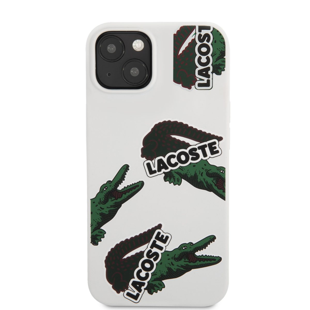 Lacoste Liquid Silicone Allover Pattern White Kryt iPhone 13