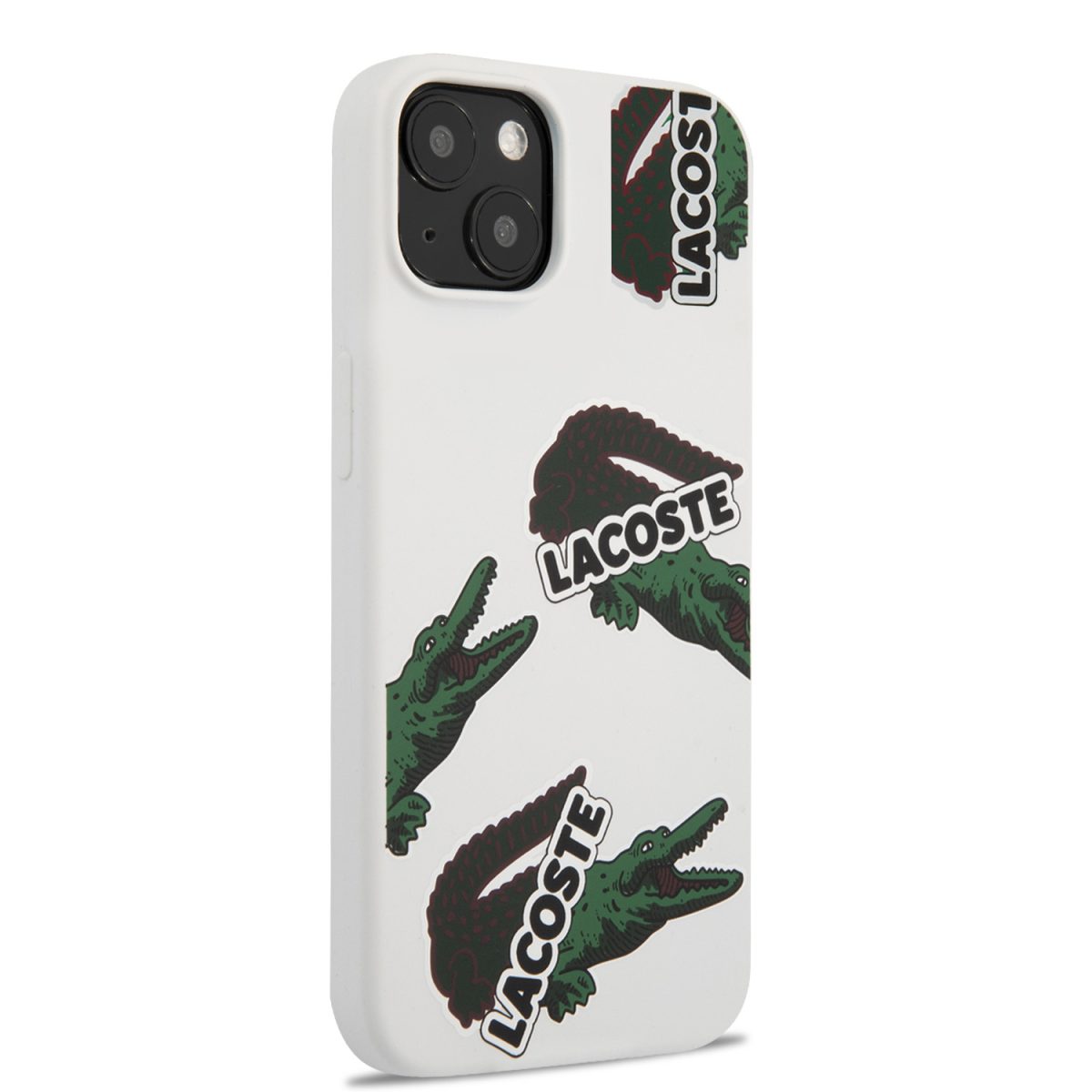 Lacoste Liquid Silicone Allover Pattern White Kryt iPhone 13