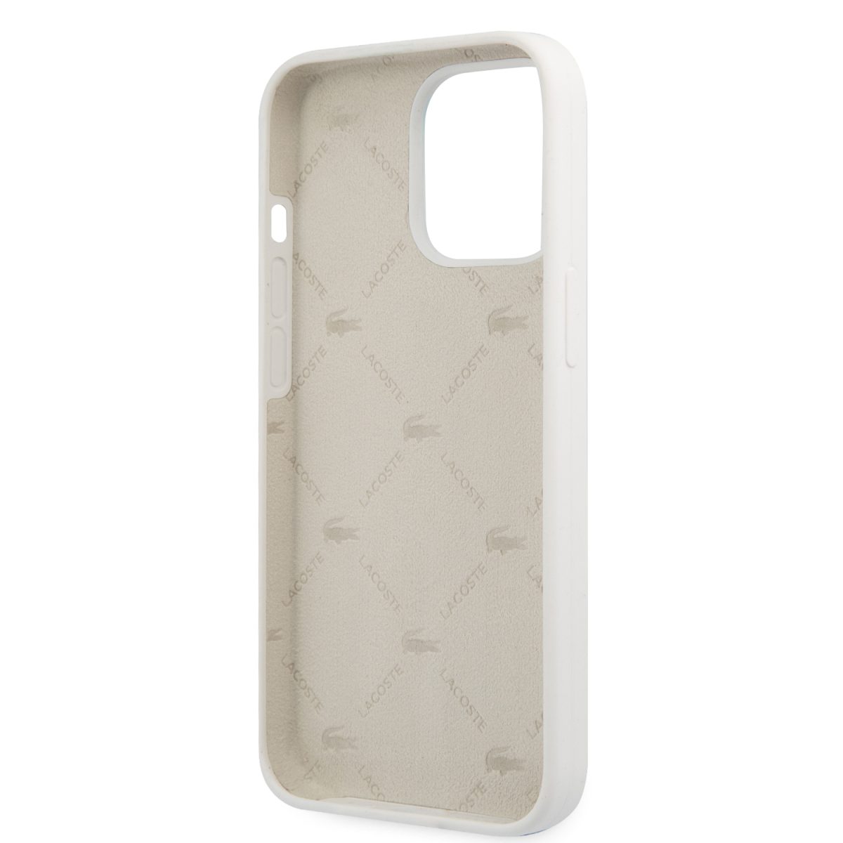 Lacoste Liquid Silicone Allover Pattern White Kryt iPhone 13 Pro Max