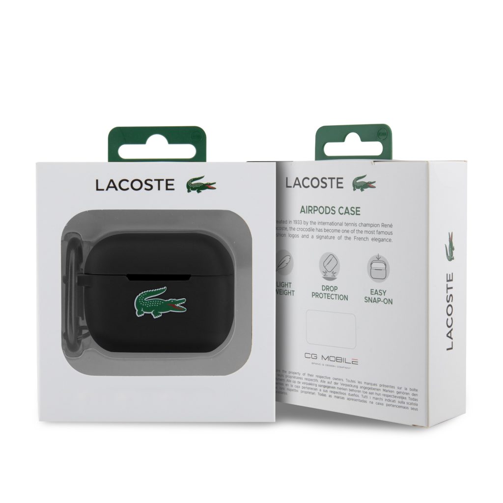 Lacoste Liquid Silicone Croc Logo Black Kryt AirPods Pro