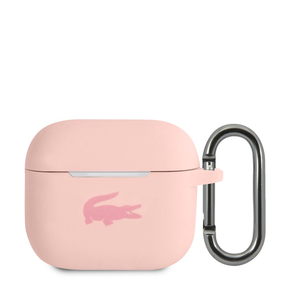 Lacoste Liquid Silicone Glossy Printing Logo Pink Kryt Airpods 3