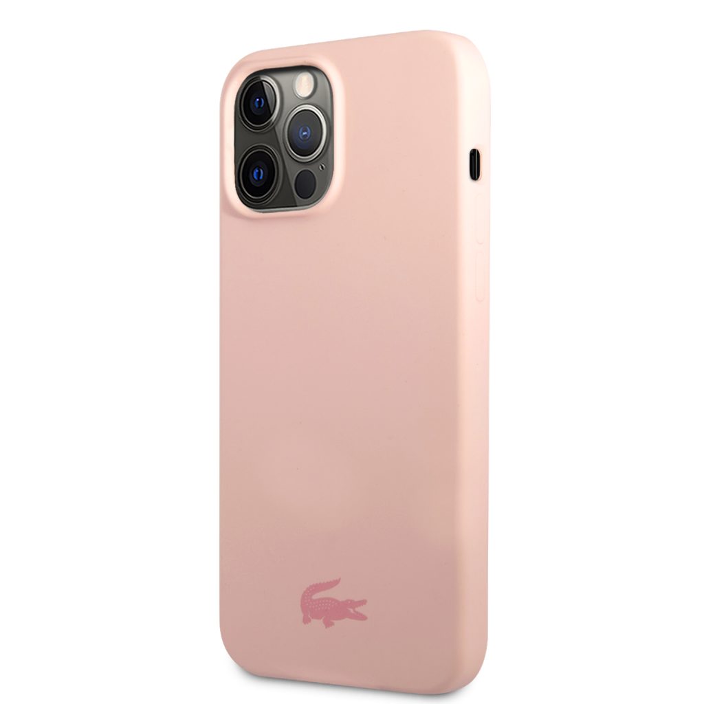 Lacoste Liquid Silicone Glossy Printing Logo Pink Kryt iPhone 13 Pro