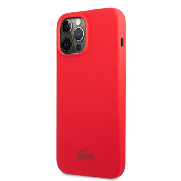 Lacoste Liquid Silicone Glossy Printing Logo Red Kryt iPhone 13 Pro Max