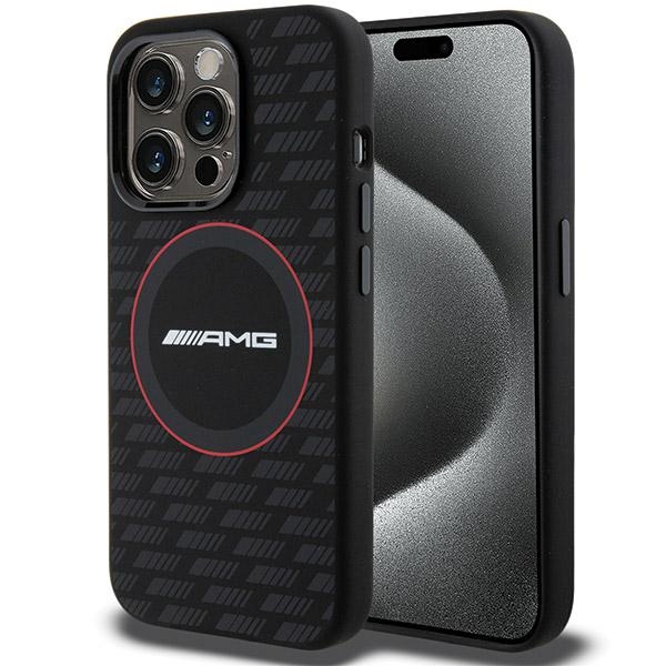 AMG AMHMP15L23SMRK Black Hardcase Silicone Carbon Pattern MagSafe Kryt iPhone 15 Pro