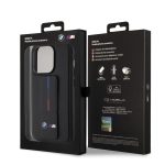 BMW M Collection PU Grip Stand Tricolor Line Black Kryt iPhone 15 Pro