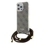 Guess GUHCP15LHC4SEW Brown Hardcase Crossbody Cord 4G Print Kryt iPhone 15 Pro