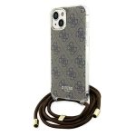 Guess GUHCP15SHC4SEW Brown Hardcase Crossbody Cord 4G Print Kryt iPhone 15