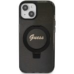 Guess GUHMP13MHRSGSK Black Hardcase Ring Stand Script Glitter MagSafe Kryt iPhone 13