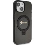 Guess GUHMP13MHRSGSK Black Hardcase Ring Stand Script Glitter MagSafe Kryt iPhone 13