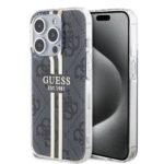 Guess IML 4G Gold Stripe Black Kryt iPhone 15 Pro