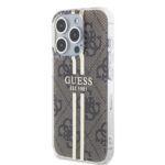 Guess IML 4G Gold Stripe Brown Kryt iPhone 15 Pro