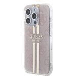 Guess IML 4G Gold Stripe Pink Kryt iPhone 15 Pro