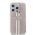 Guess IML 4G Gold Stripe Pink Kryt iPhone 15 Pro