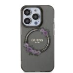 Guess PC/TPU Flowers Ring Glossy Logo MagSafe Black Kryt iPhone 13 Pro Max