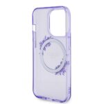 Guess PC/TPU Flowers Ring Glossy Logo MagSafe Purple Kryt iPhone 15 Pro Max