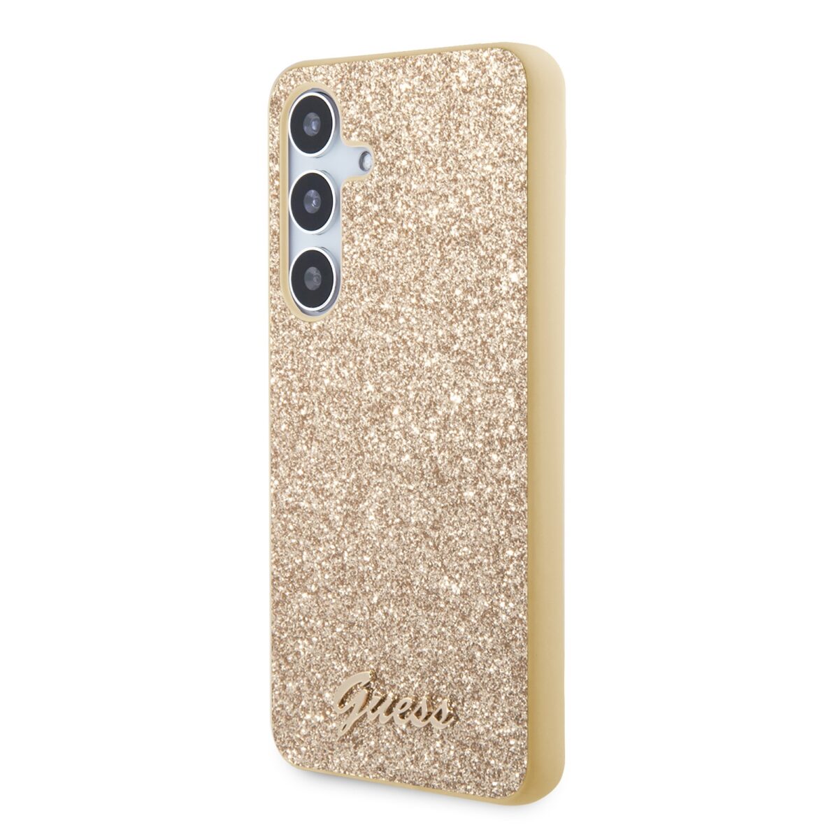 Guess PC/TPU Glitter Flakes Metal Logo Gold Kryt Samsung Galaxy S24