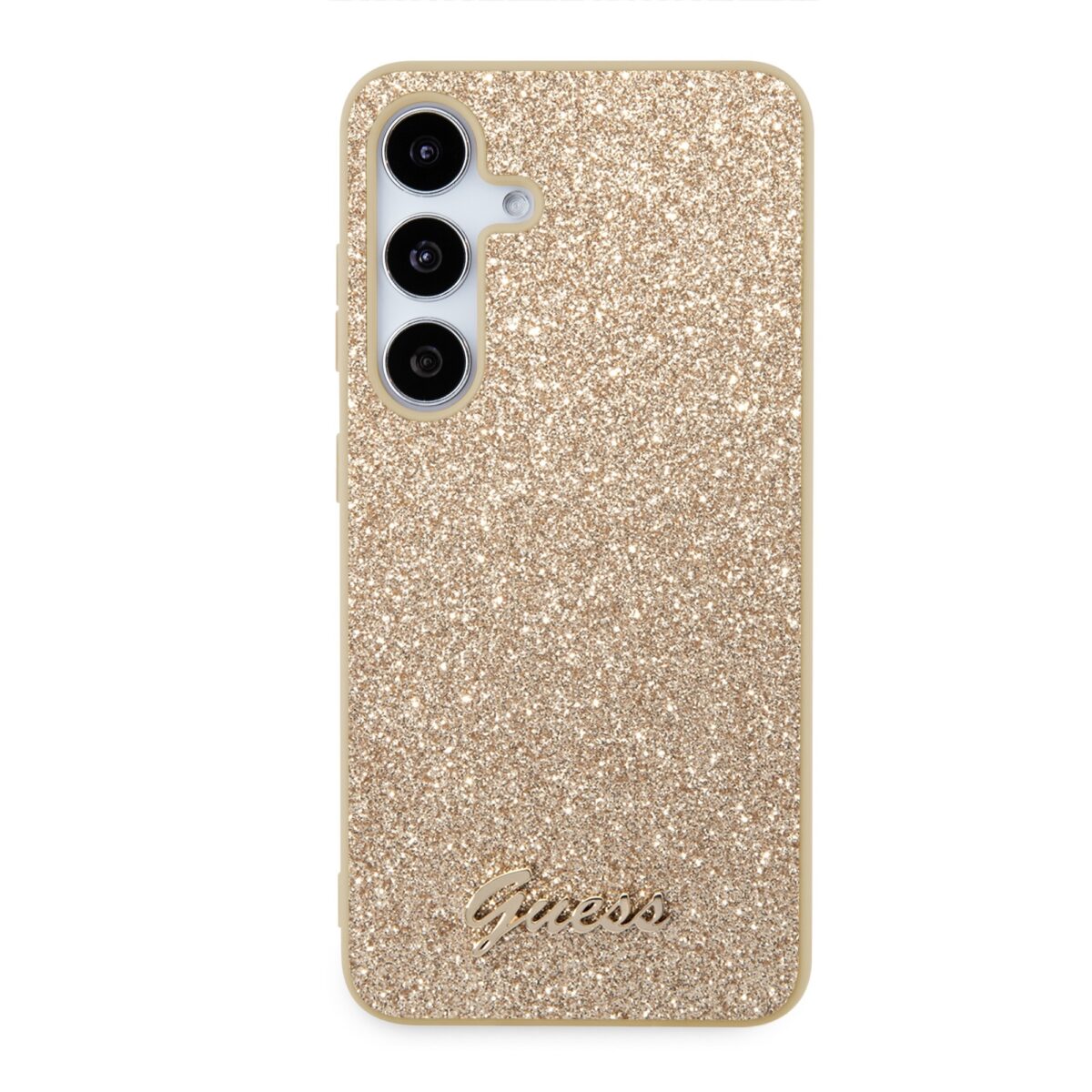 Guess PC/TPU Glitter Flakes Metal Logo Gold Kryt Samsung Galaxy S24