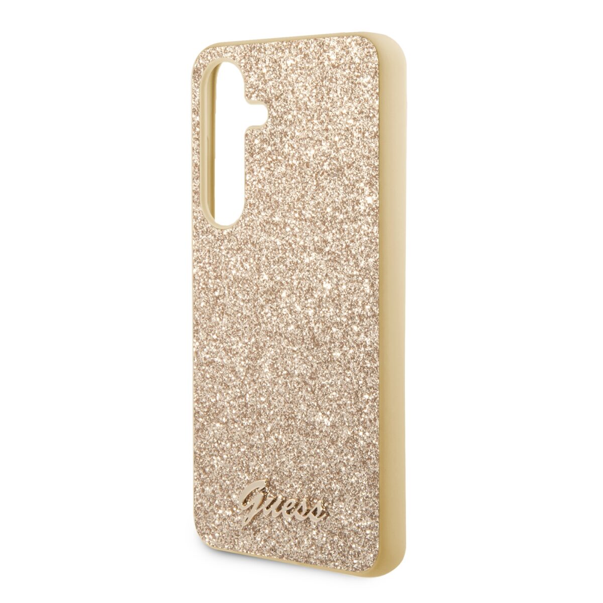 Guess PC/TPU Glitter Flakes Metal Logo Gold Kryt Samsung Galaxy S24