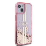 Guess PC/TPU Liquid Glitter Gold Stripe Pink Kryt iPhone 15 Pro Max