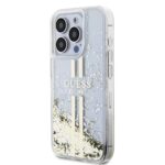 Guess PC/TPU Liquid Glitter Gold Stripe Transparent Kryt iPhone 15 Pro Max