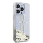 Guess PC/TPU Liquid Glitter Gold Stripe Transparent Kryt iPhone 15 Pro Max