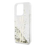 Guess PC/TPU Liquid Glitter Gold Stripe Transparent Kryt iPhone 15 Pro Max