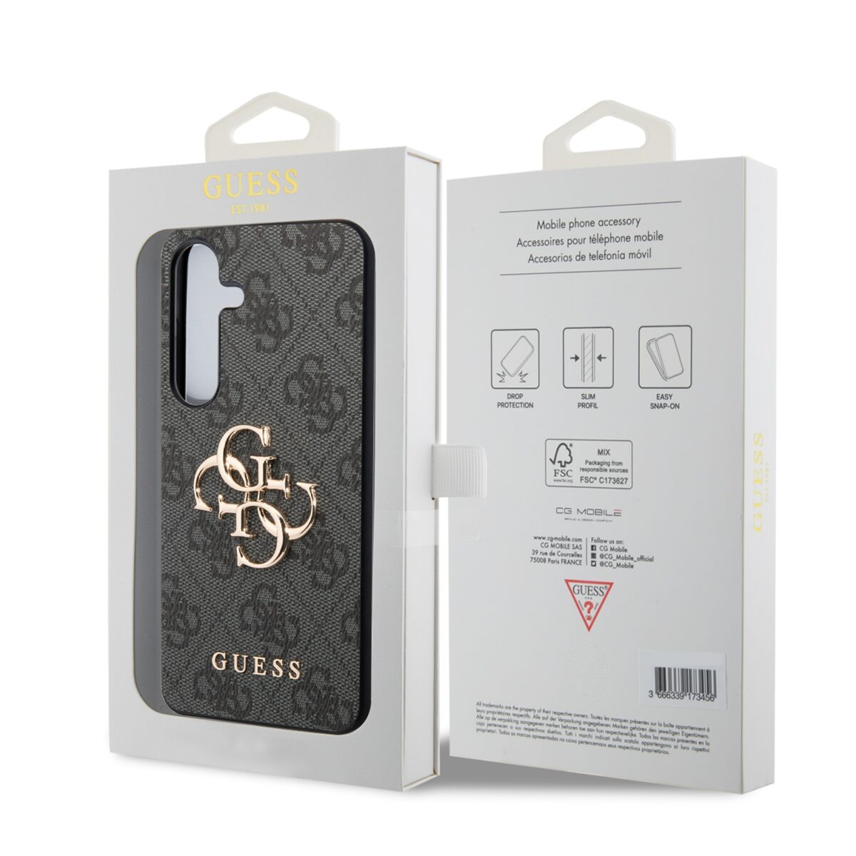 Guess PU 4G Metal Logo Grey Kryt Samsung Galaxy S24