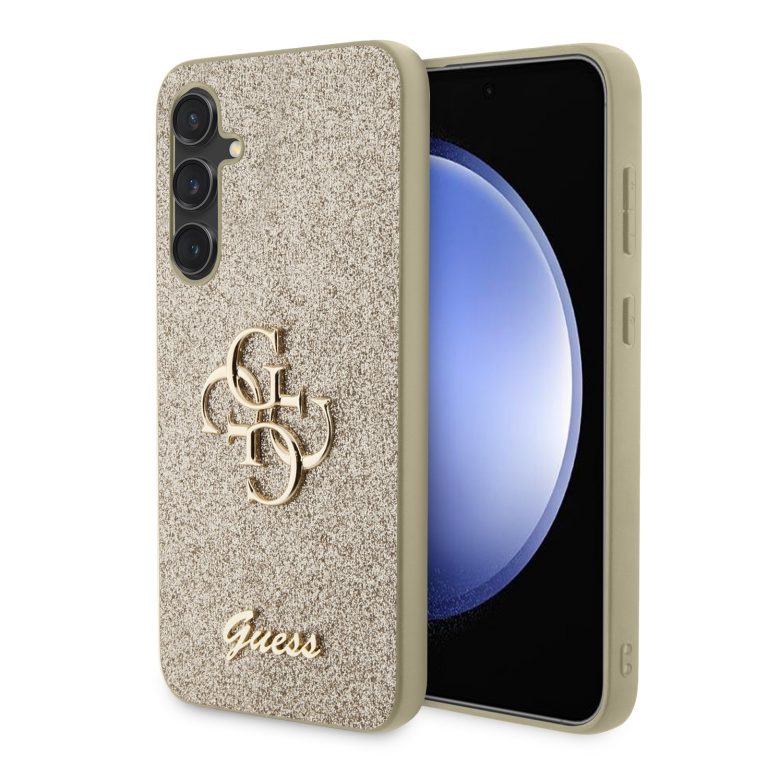 Guess PU Fixed Glitter 4G Metal Logo Gold Kryt Samsung Galaxy S23 Fe