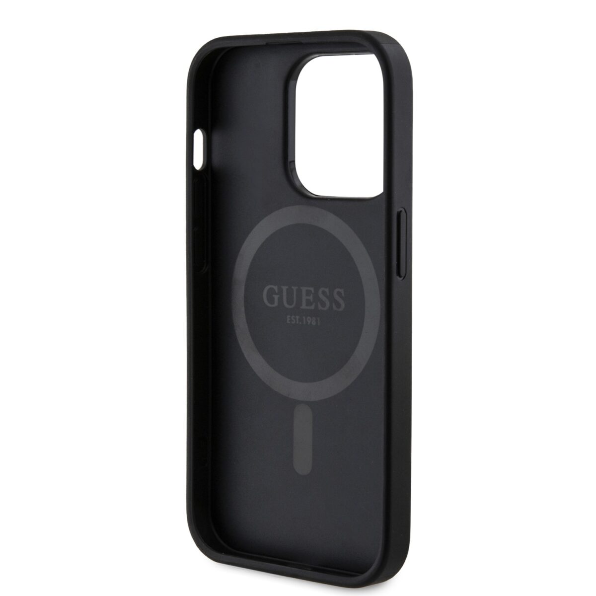 Guess PU Leather 4G Colored Ring MagSafe Black Kryt iPhone 14 Pro