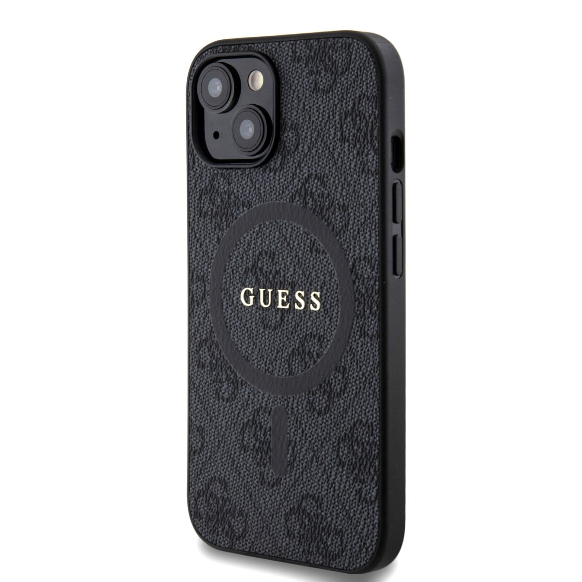 Guess PU Leather 4G Colored Ring MagSafe Black Kryt iPhone 15