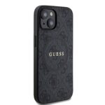 Guess PU Leather 4G Colored Ring MagSafe Black Kryt iPhone 15
