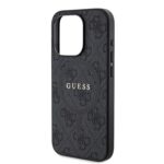 Guess PU Leather 4G Colored Ring MagSafe Black Kryt iPhone 15 Pro