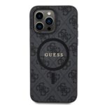 Guess PU Leather 4G Colored Ring MagSafe Black Kryt iPhone 15 Pro Max