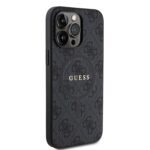 Guess PU Leather 4G Colored Ring MagSafe Black Kryt iPhone 15 Pro Max