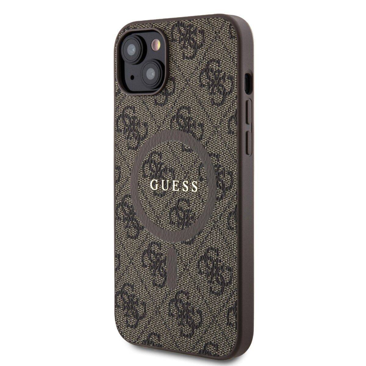 Guess PU Leather 4G Colored Ring MagSafe Brown Kryt iPhone 15 Plus