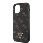 Guess PU Leather 4G Triangle Metal Logo Black Kryt iPhone 12/12 Pro