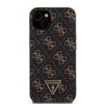 Guess PU Leather 4G Triangle Metal Logo Black Kryt iPhone 13