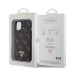 Guess PU Leather 4G Triangle Metal Logo Black Kryt iPhone 13