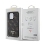 Guess PU Leather 4G Triangle Metal Logo Black Kryt iPhone 13 Pro