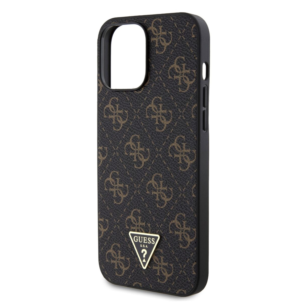 Guess PU Leather 4G Triangle Metal Logo Black Kryt iPhone 13 Pro Max