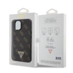 Guess PU Leather 4G Triangle Metal Logo Black Kryt iPhone 14