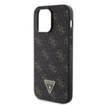 Guess PU Leather 4G Triangle Metal Logo Black Kryt iPhone 14 Pro Max