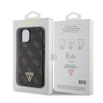 Guess PU Leather 4G Triangle Metal Logo Black Kryt iPhone 15