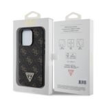 Guess PU Leather 4G Triangle Metal Logo Black Kryt iPhone 15 Pro