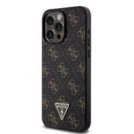 Guess PU Leather 4G Triangle Metal Logo Black Kryt iPhone 15 Pro Max