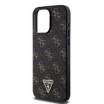 Guess PU Leather 4G Triangle Metal Logo Black Kryt iPhone 15 Pro Max