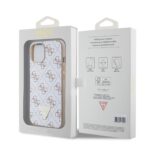 Guess PU Leather 4G Triangle Metal Logo White Kryt iPhone 15