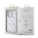 Guess PU Leather 4G Triangle Metal Logo White Kryt iPhone 15 Pro