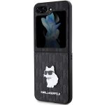 Karl Lagerfeld KLHCZF5SAPCHNPK Hardcase Black Saffiano Monogram Choupette Pin Kryt Samsung Galaxy Z Flip 5