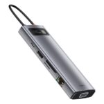 Baseus Hub 9in1 Metal Gleam Series, USB-C to 3x USB 3.0 + HDMI + USB-C PD + Ethernet RJ45 + microSD/SD + VGA